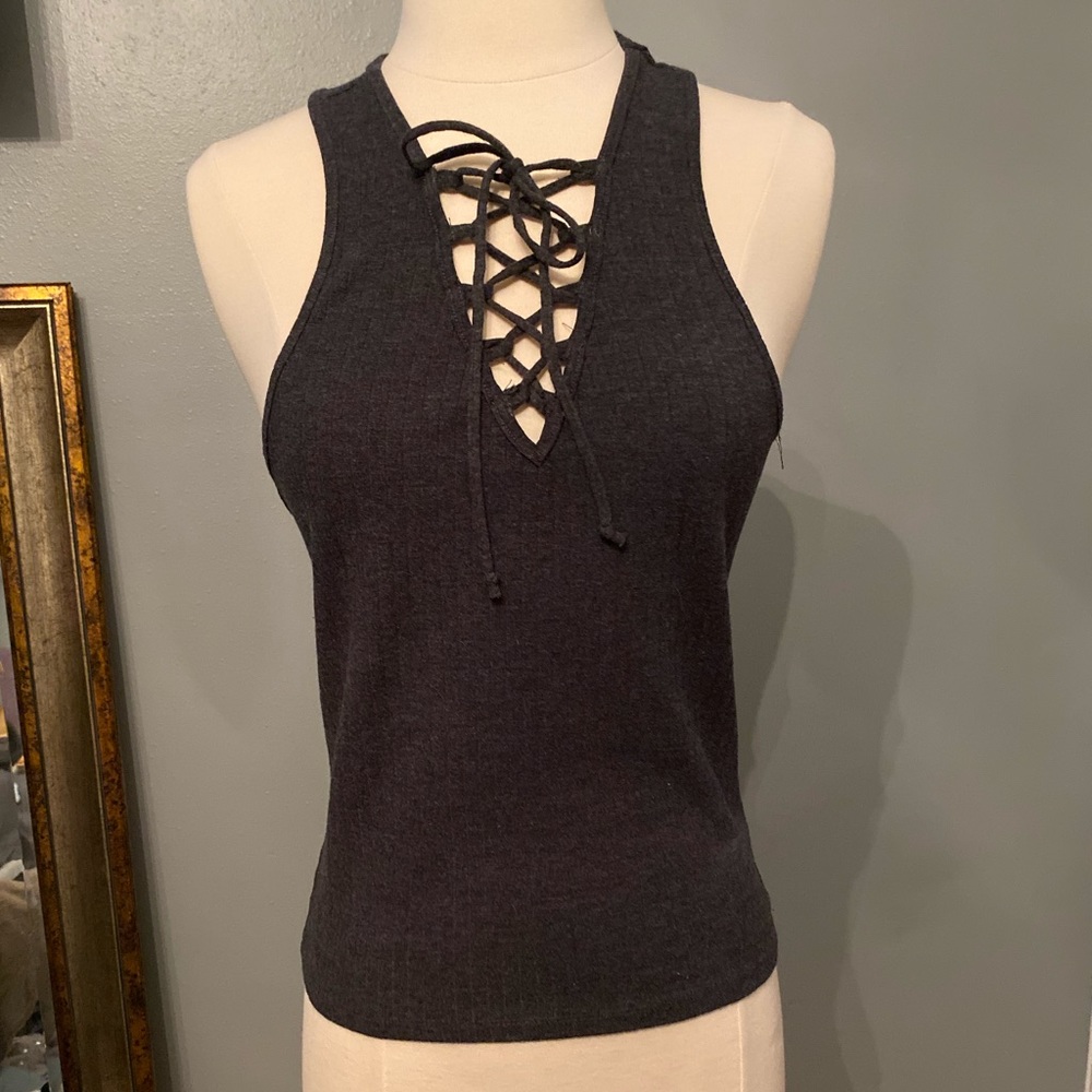 Lace Front Racerback Top